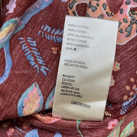 Maeve by Anthropologie‎ Ruffled Tie-Front Blouse Safari Animal Print Boho Top XS - Picture 6 of 7